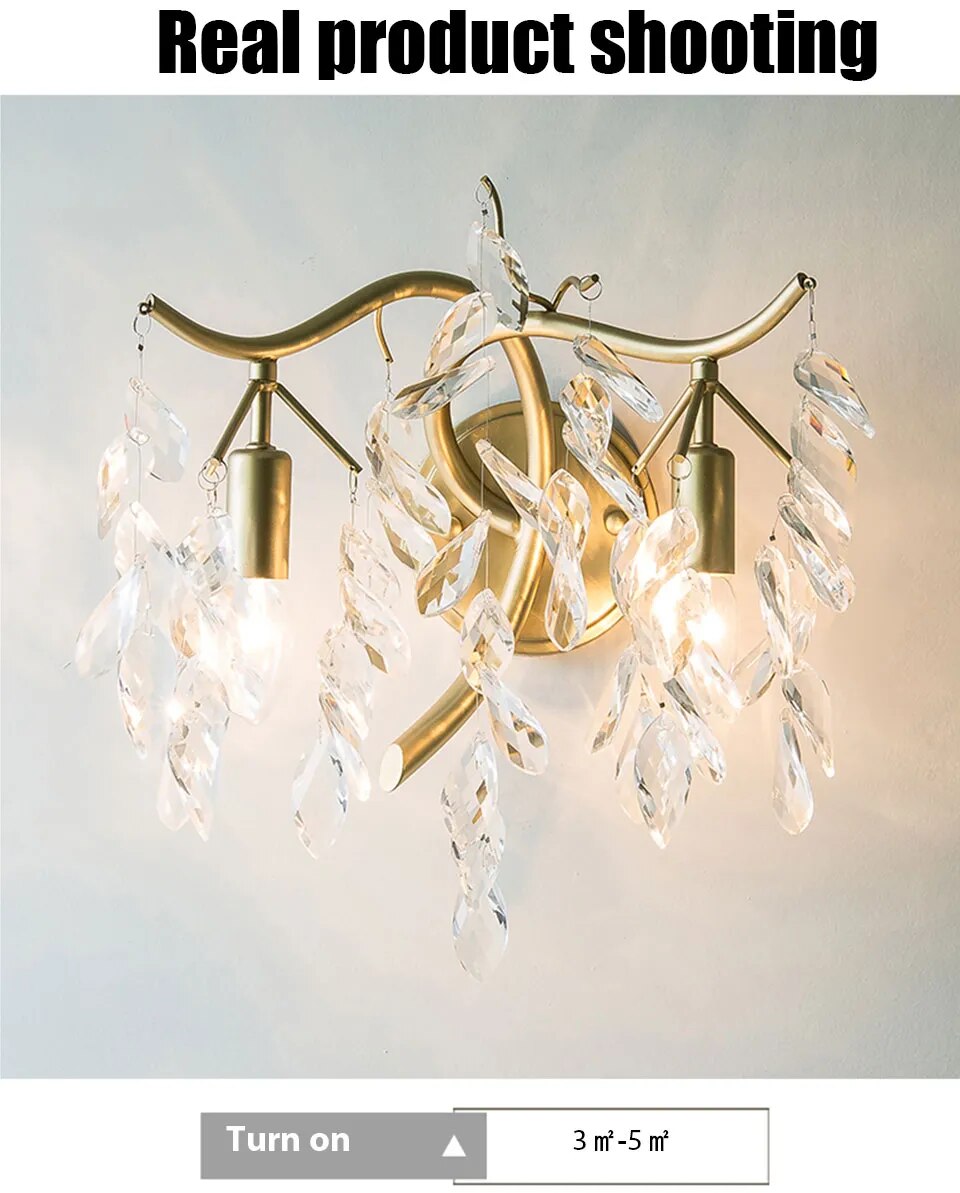IIS Modern Crystal Gold branch Sconces Luxury Light Fixture