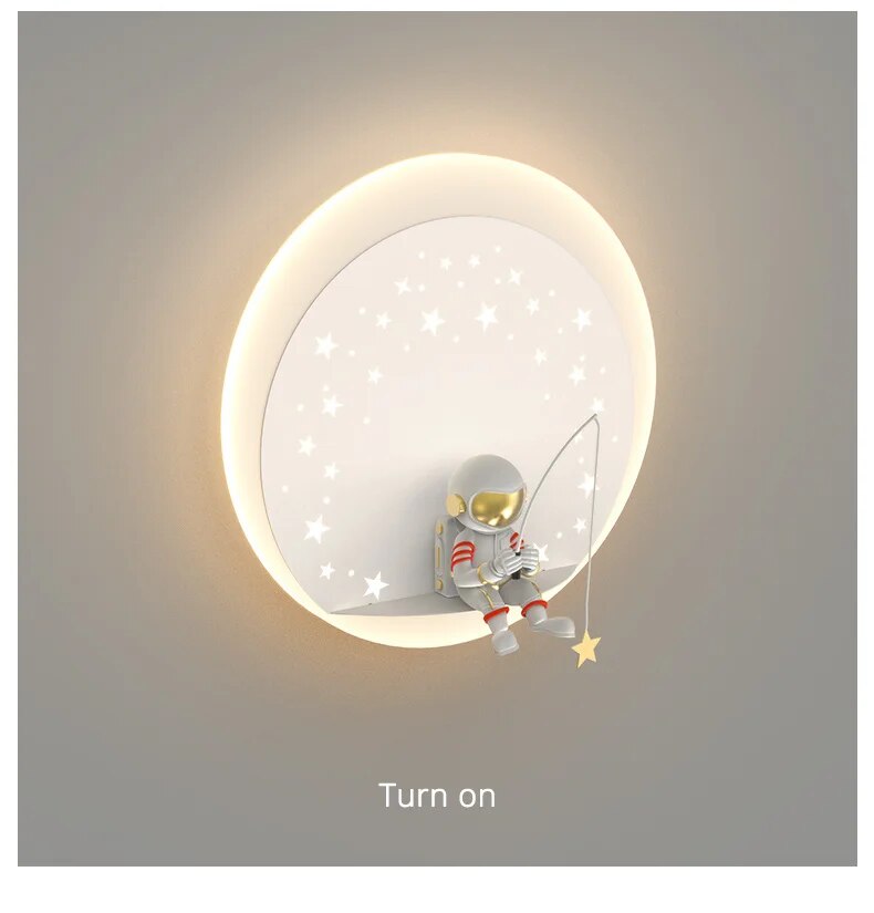 MAV Kid's room creative Wall Lamp Stars Projection Astronaut Decoration