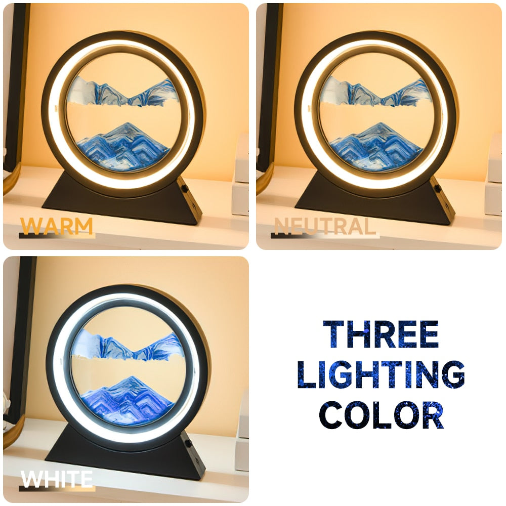 PQ 360° Rotate LED Sand Painting Night Lights