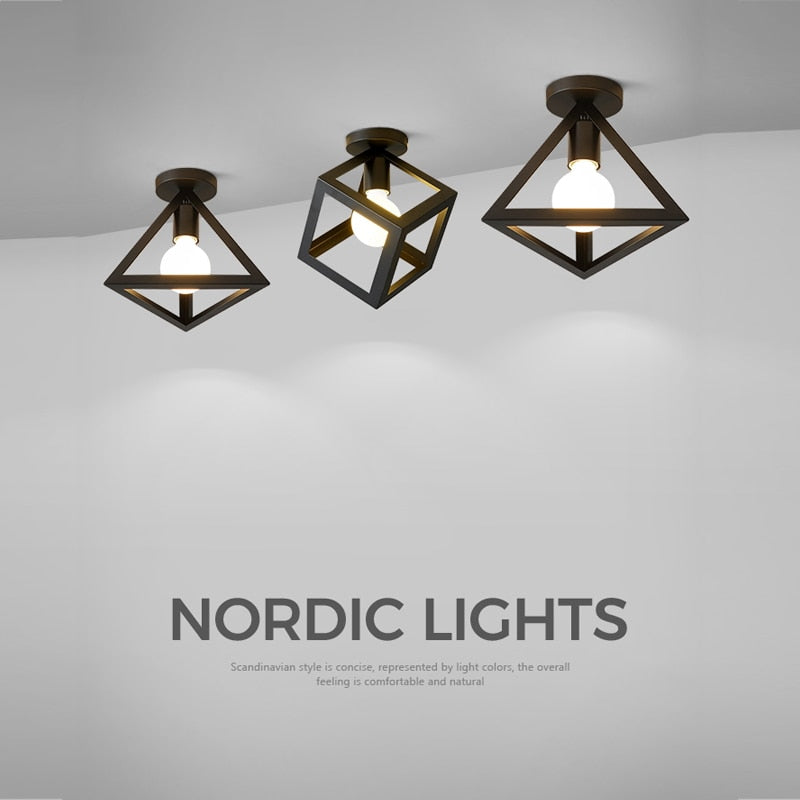 Iron Cage Metal Retro Ceiling Lamp