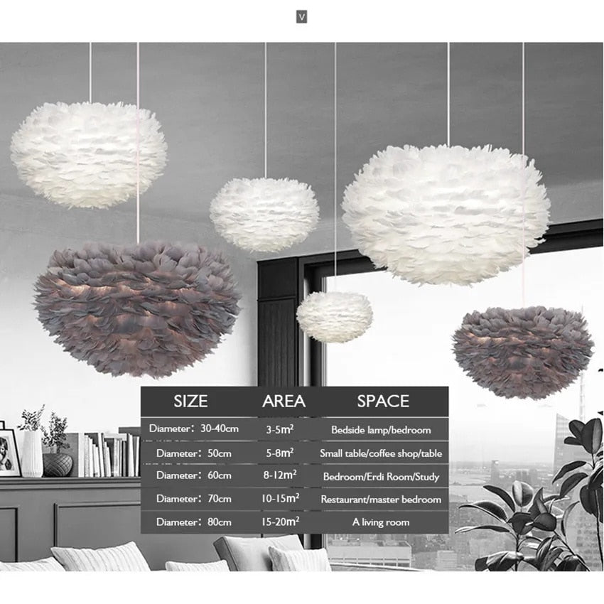 IIS Silki Feather Pendant Light Hanging Ceiling Light