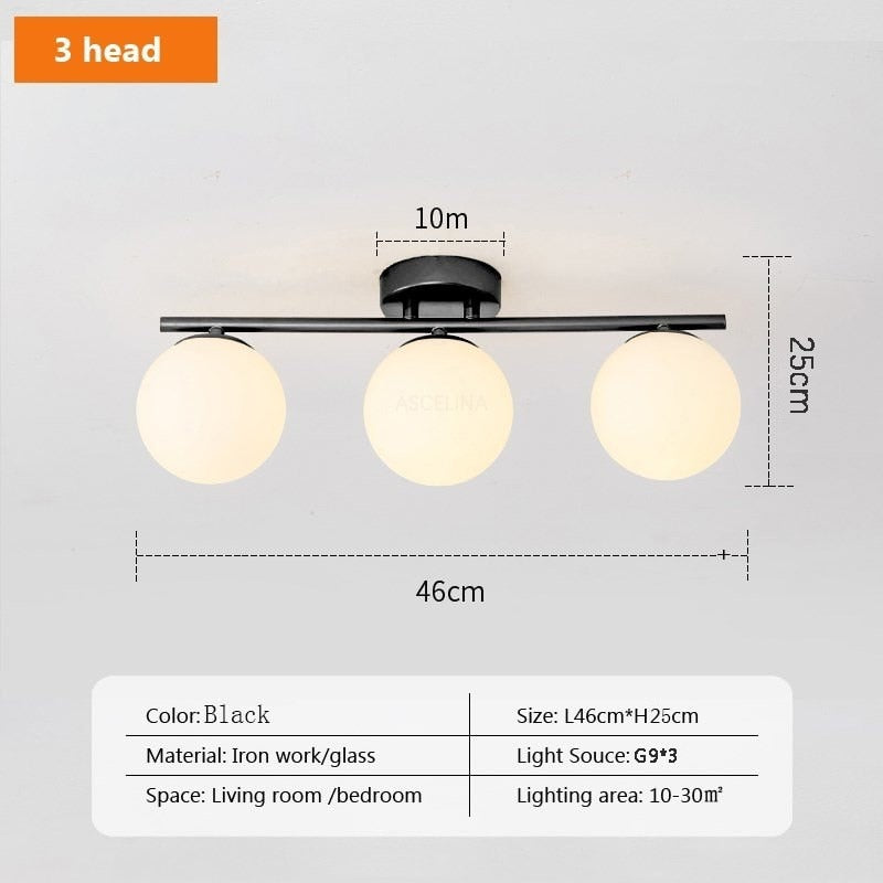 DAR Nordic LED Glass Ceiling Light White Ball Creative Golden