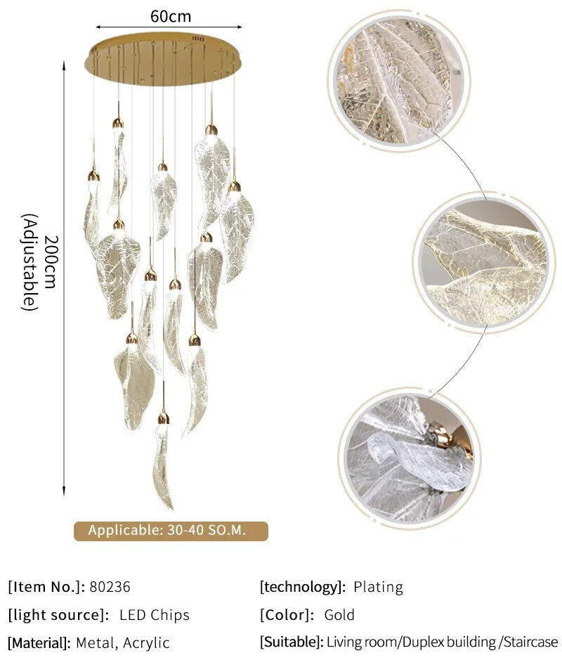 Ylk Crystal Leaf LED Chandelier