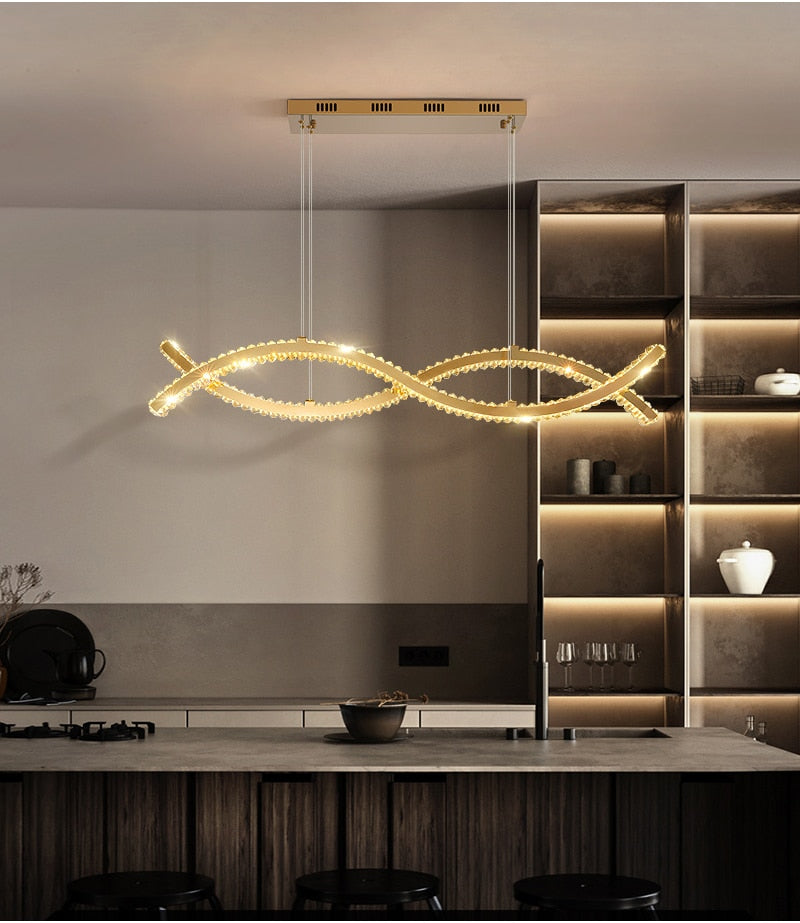 Ylk Wave Design Crystal Pendant Lamp