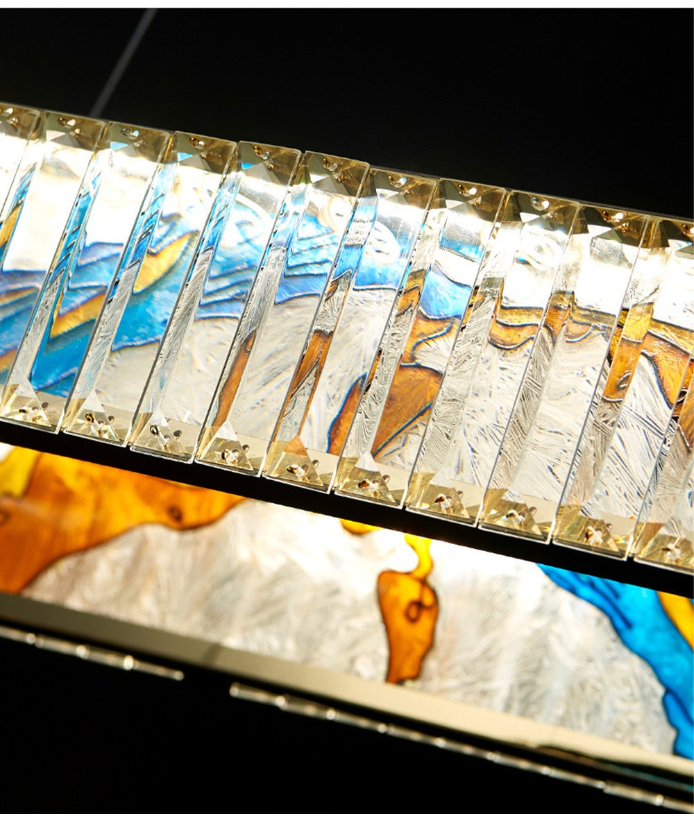 MAK Colored-Map Wall/Pendant/Ceiling Chandelier Dimmable LED Stained Glass Oval Gold Post-modern