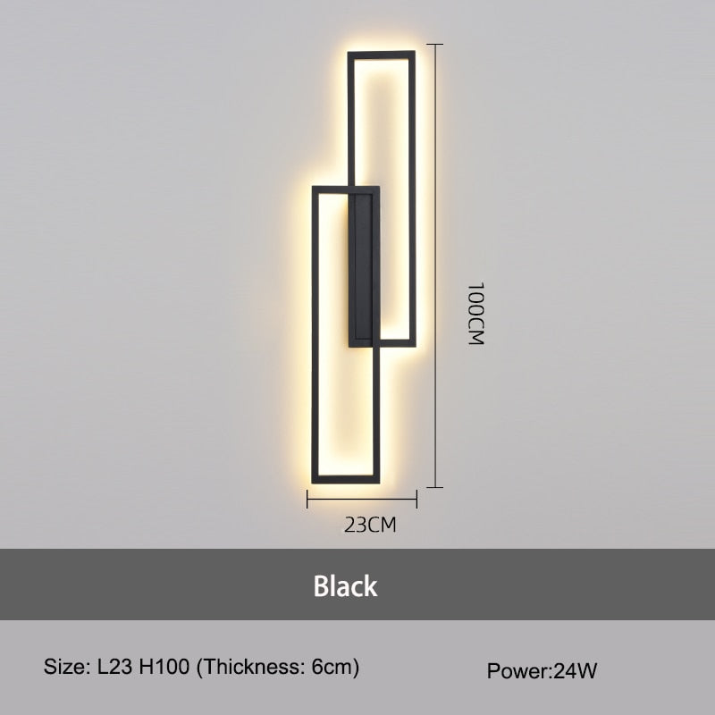 IIS LED Wall Sconces Black Rectangle Minimalist Wall Mounted Light