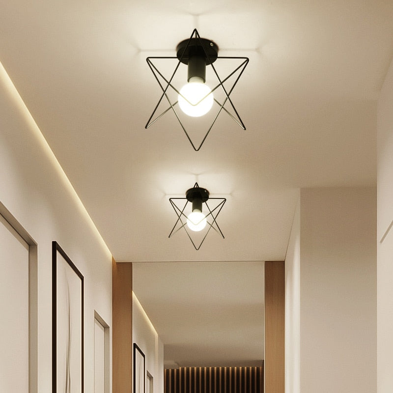 Iron Cage Metal Retro Ceiling Lamp