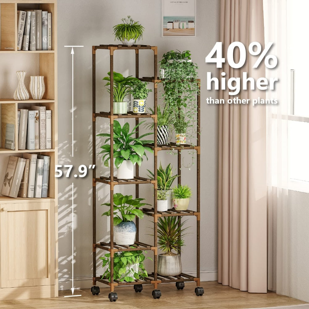 Halstein - Tall Plant Stand Tiered Plant Stand Plant Shelf Indoor & Outdoor Plant Shelf Flower Stand