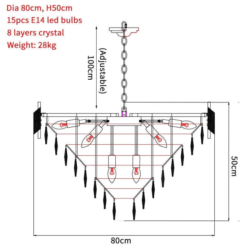 Ylk Black/Gold Zivah Crystal Chandelier