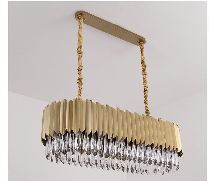 IND Modern Luxury Crystal Round Gold Black Chandelier Light