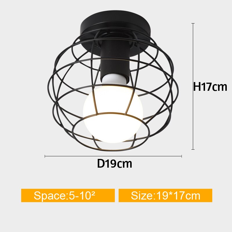 Iron Cage Metal Retro Ceiling Lamp