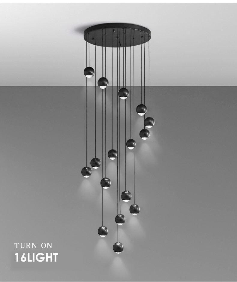 APEX Modern LED Duplex Hall Lighting Spiral Staircase Pendant Light