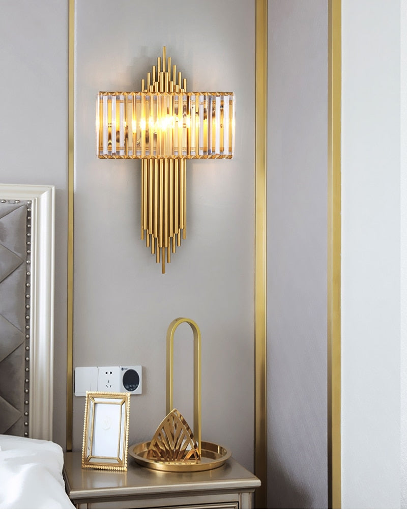 Ylk Black/Gold Crystal Wall Lamp