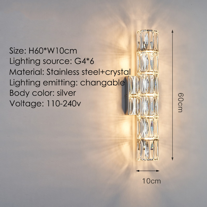 IIS Modern Wall Lamp Interior Lighting Silver Finish G4 Wall Fixture