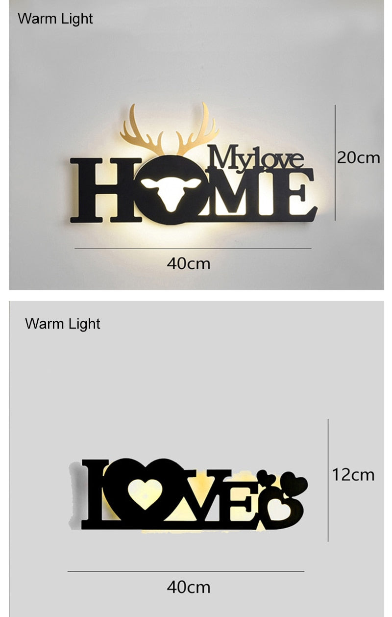 GRN HOME-FAMILY-LOVE Logo Creative Modern Acrylic Wall Lamp