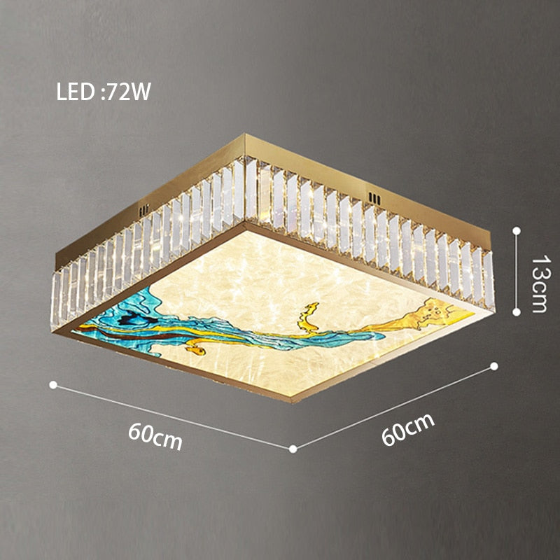 MAK Colored-Map Wall/Pendant/Ceiling Chandelier Dimmable LED Stained Glass Oval Gold Post-modern