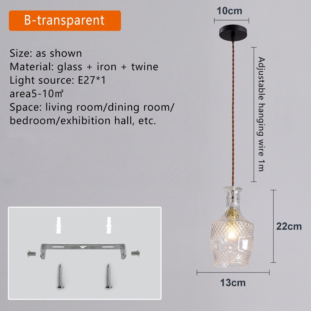 HEN Aegea Retro Glass Lampshade Pendant Lights