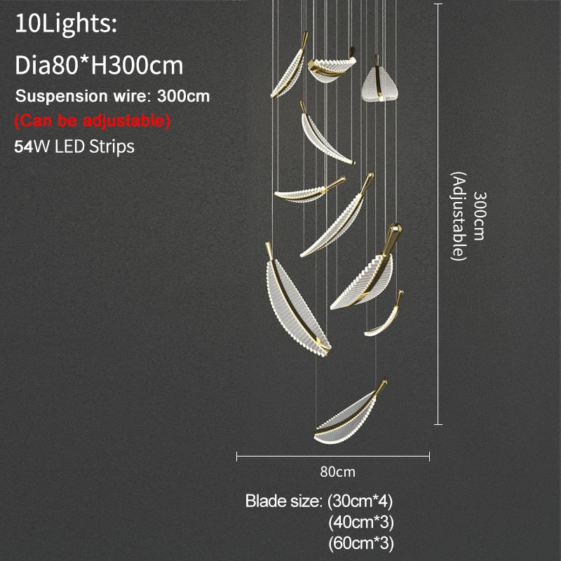 Ylk Feather Design LED Chandelier