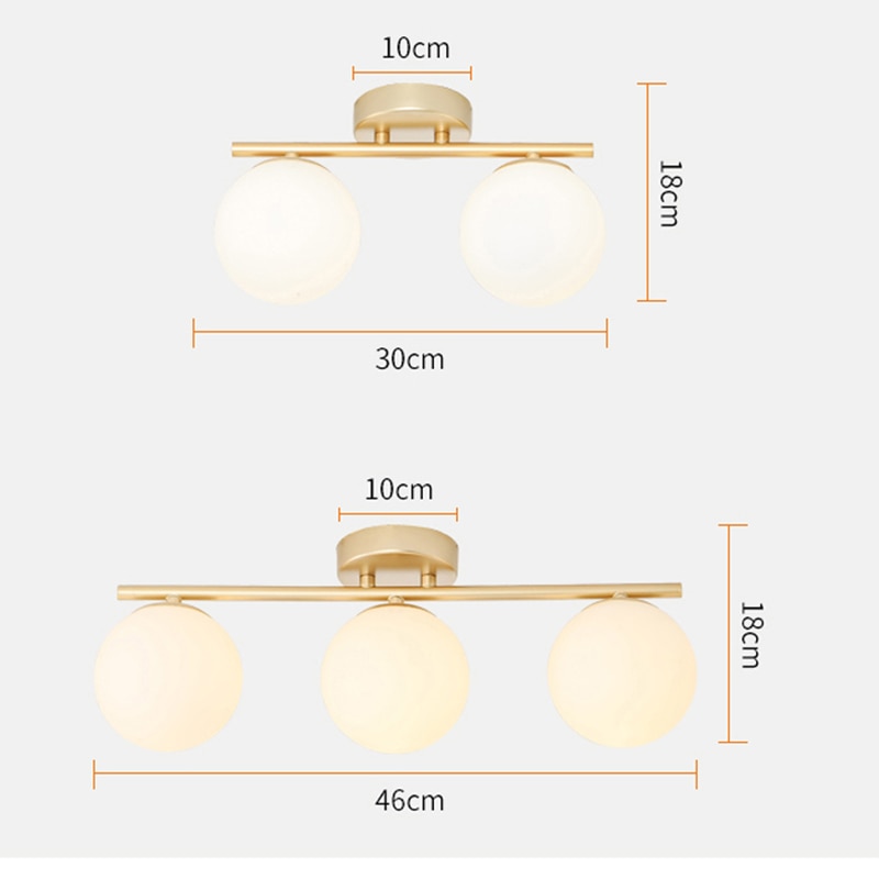 DAR Nordic LED Glass Ceiling Light White Ball Creative Golden