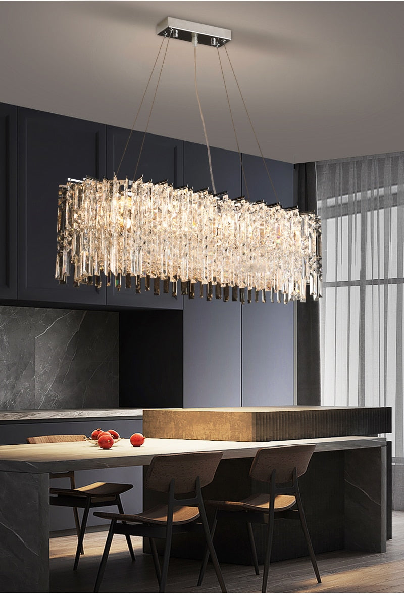 YLK Kitchen Island Modern Crystal Chandelier