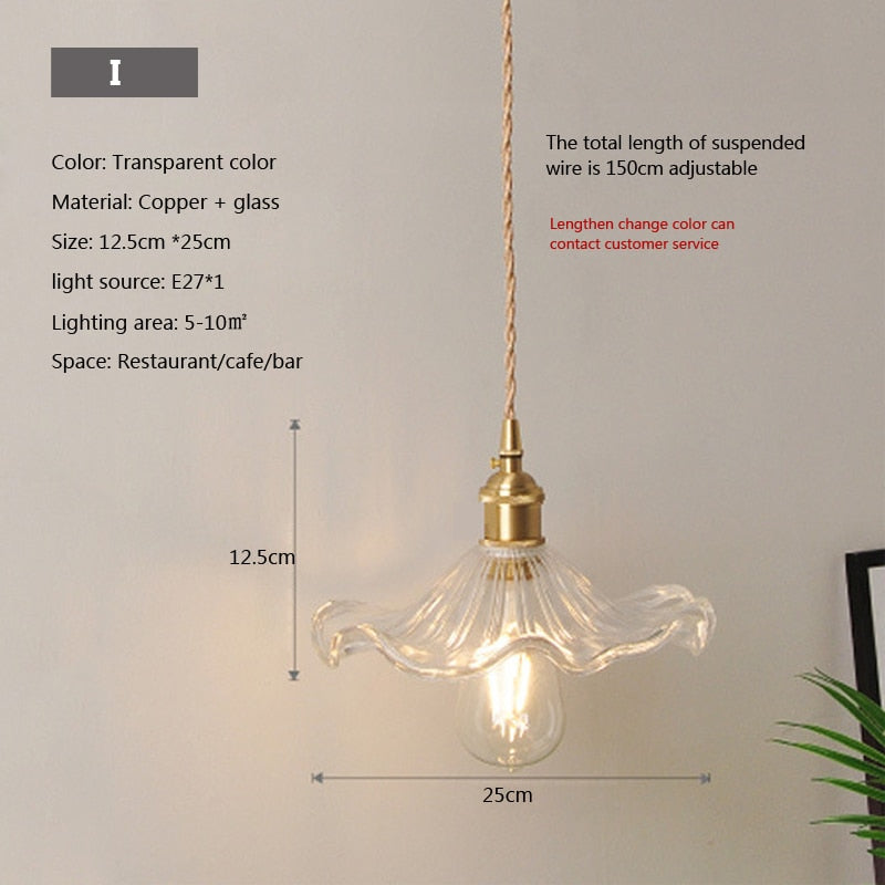 Nordic Glass Minimalist E27 Transparent Lampshade Pendant Light