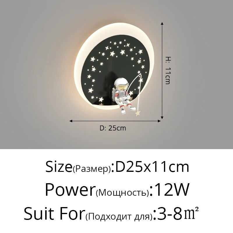 MAV Kid's room creative Wall Lamp Stars Projection Astronaut Decoration