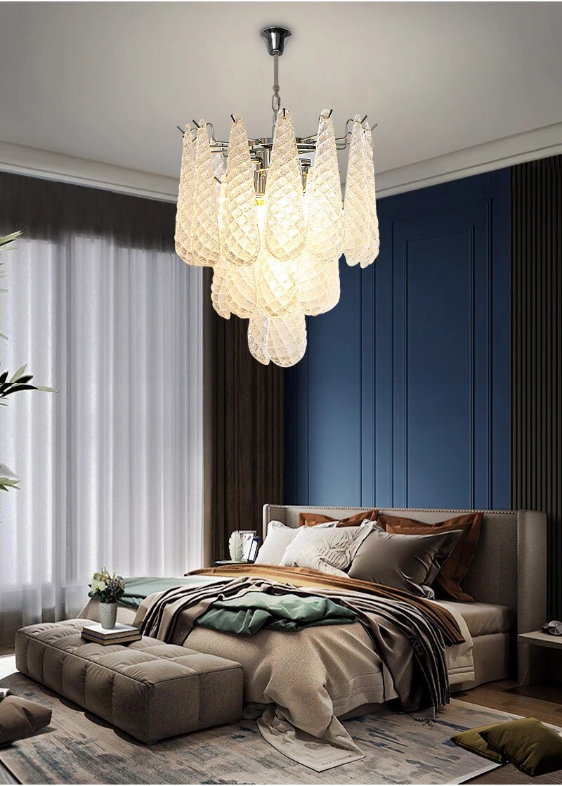 Ylk Murano White Glass Chandelier