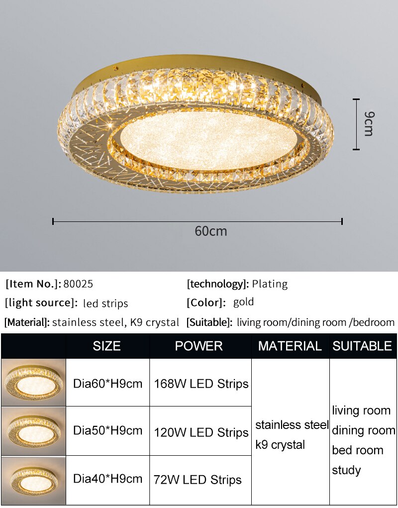 Ylk Luxury Gold Crystal Chandelier