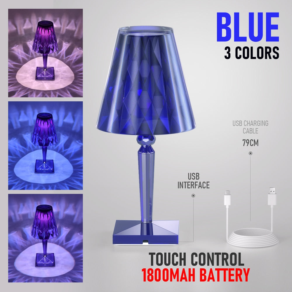 PQ LED Diamond Crystal Projection Night Lights USB Charging Touch Control