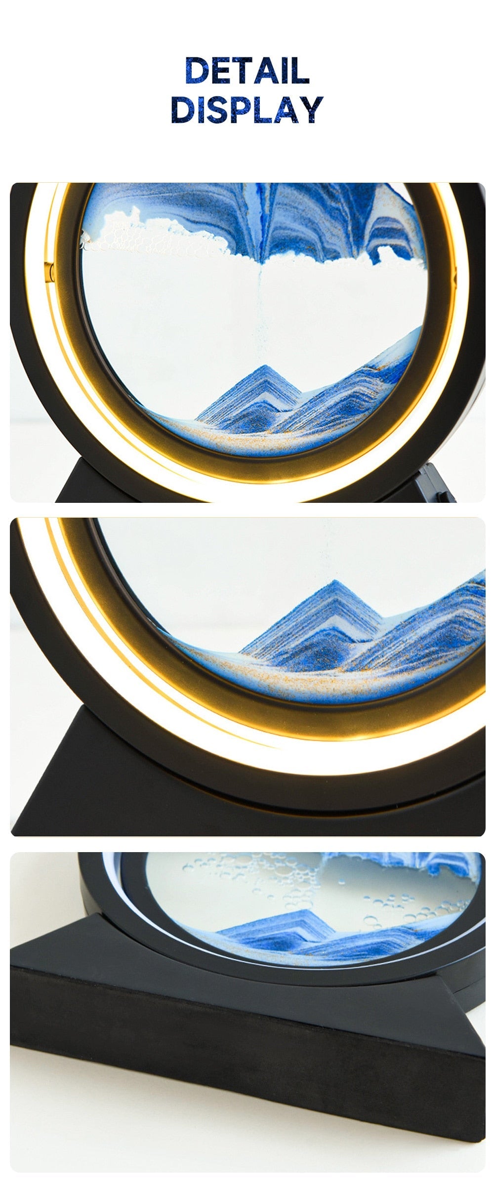 PQ 360° Rotate LED Sand Painting Night Lights