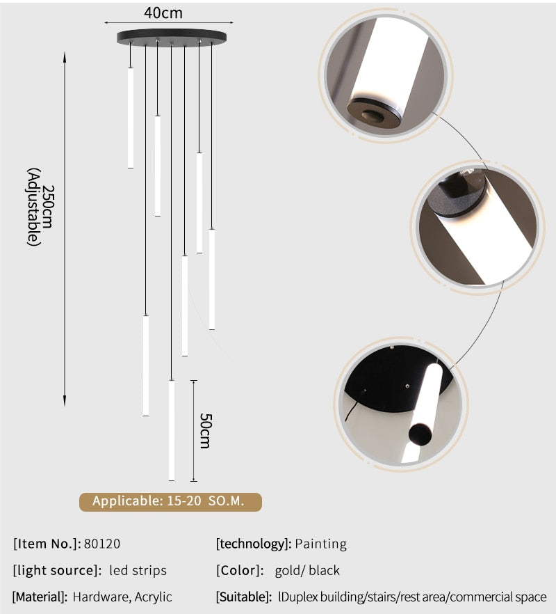 Ylk Tube Modern LED Chandelier