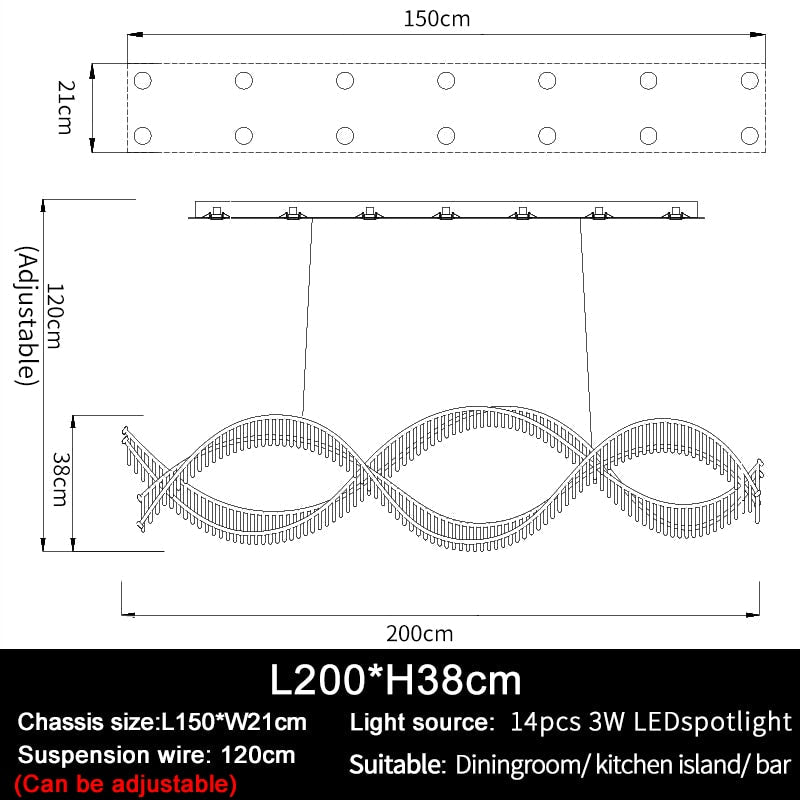 Ylk Large Wave Design Chandelier