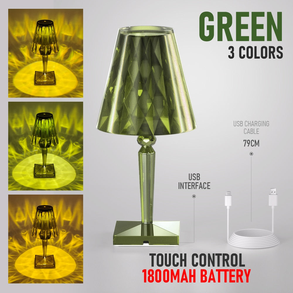 PQ LED Diamond Crystal Projection Night Lights USB Charging Touch Control