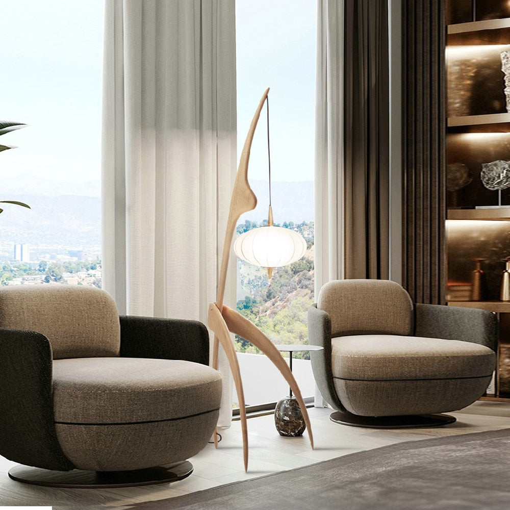 OLGA Floor Lamp Nordic Creative Wood Fabric Dimming Night Stand