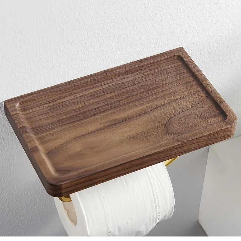 Cecilie - Toilet Roll Holder Brass Wood