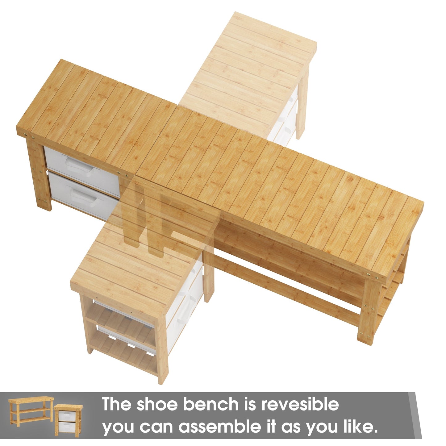 Thylda - Shoe Rack for Entryway Bamboo Shoe Rack Bench
