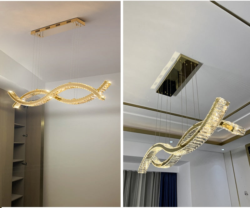 Ylk Wave Design Crystal Pendant Lamp