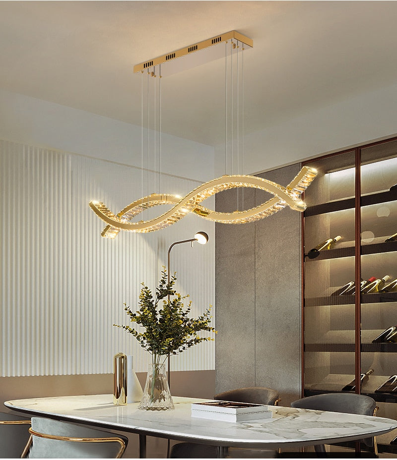 Ylk Wave Design Crystal Pendant Lamp