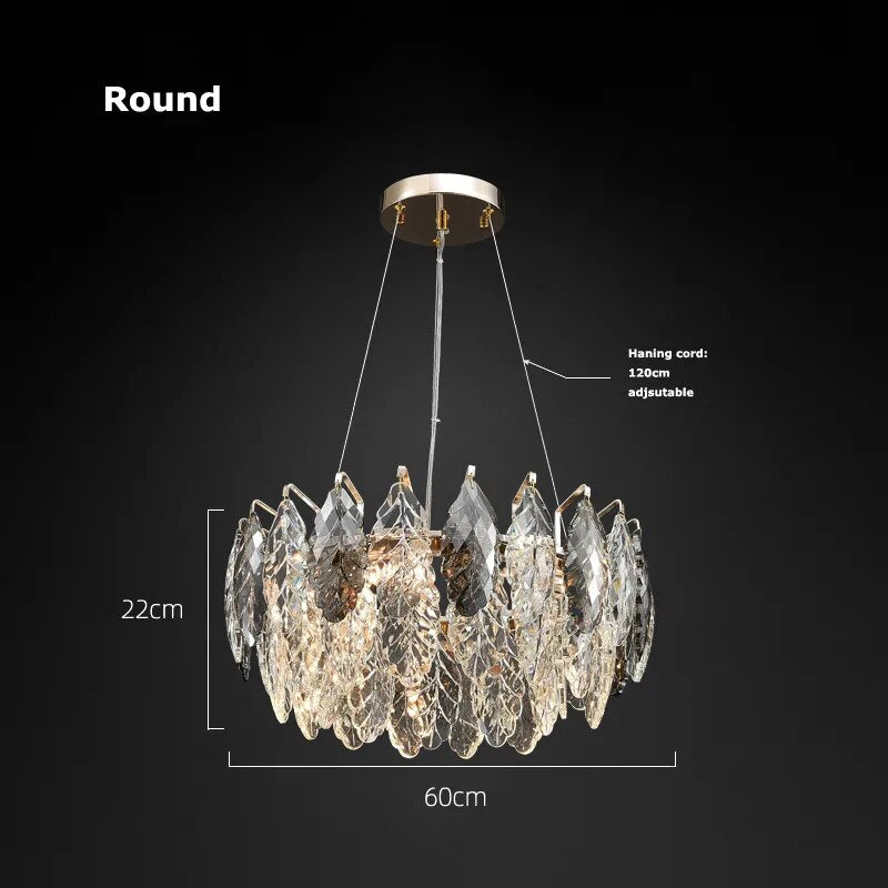 LED Dimmable Crystal Goose Feather Gold Silver Lustre Chandelier