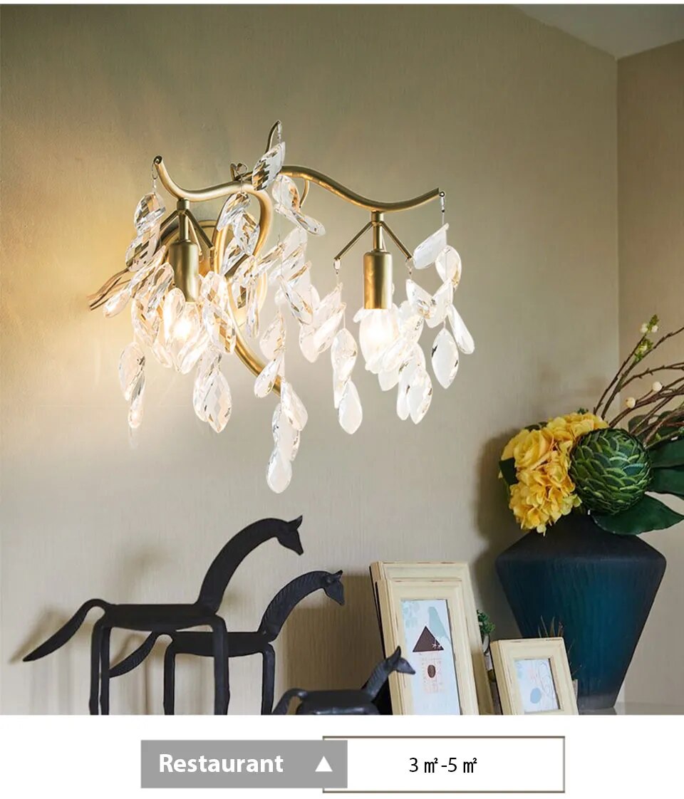 IIS Modern Crystal Gold branch Sconces Luxury Light Fixture