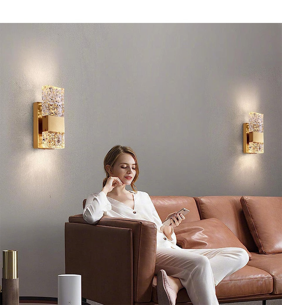 IIS Modern Crystal Lighting with Remote for Bedroom Living Room Hallway Bathroom Vanity