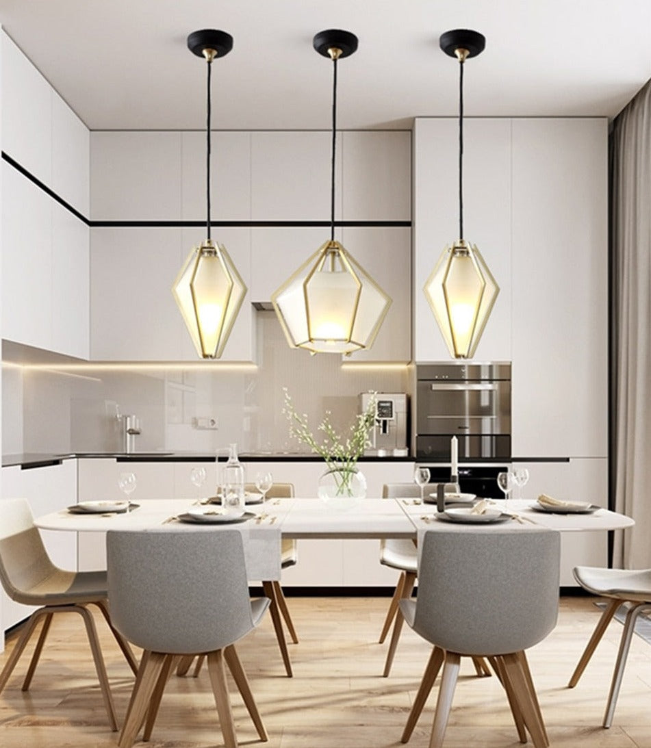 IIS Nordic Diamond Glass Golden Ceiling Hanging Lamp