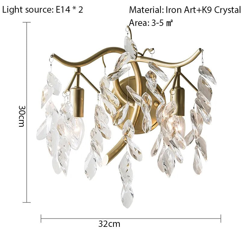 IIS Modern Crystal Gold branch Sconces Luxury Light Fixture