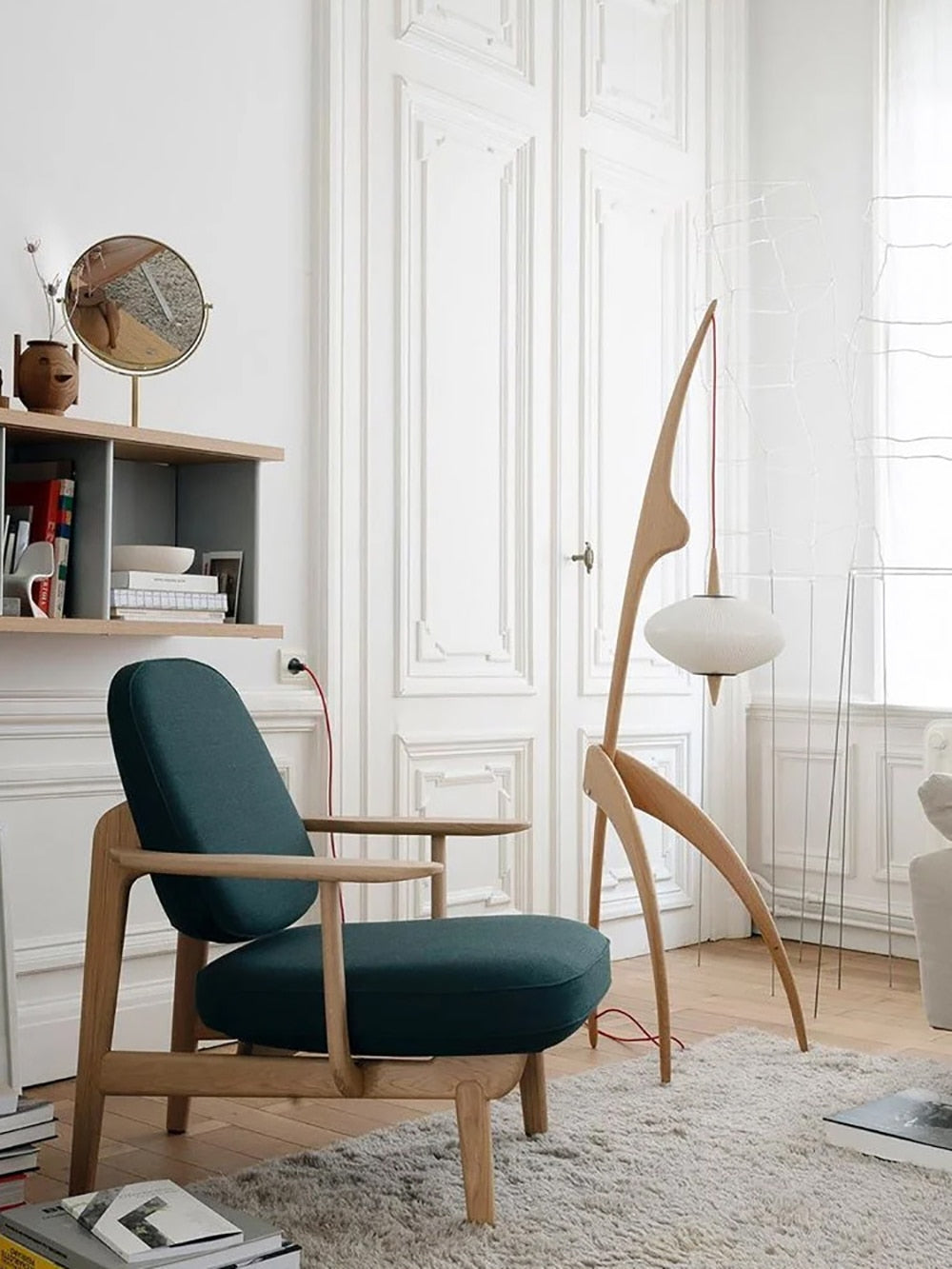 OLGA Floor Lamp Nordic Creative Wood Fabric Dimming Night Stand