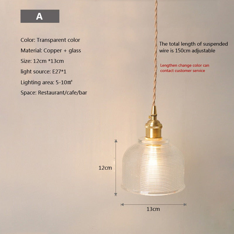 Nordic Glass Minimalist E27 Transparent Lampshade Pendant Light