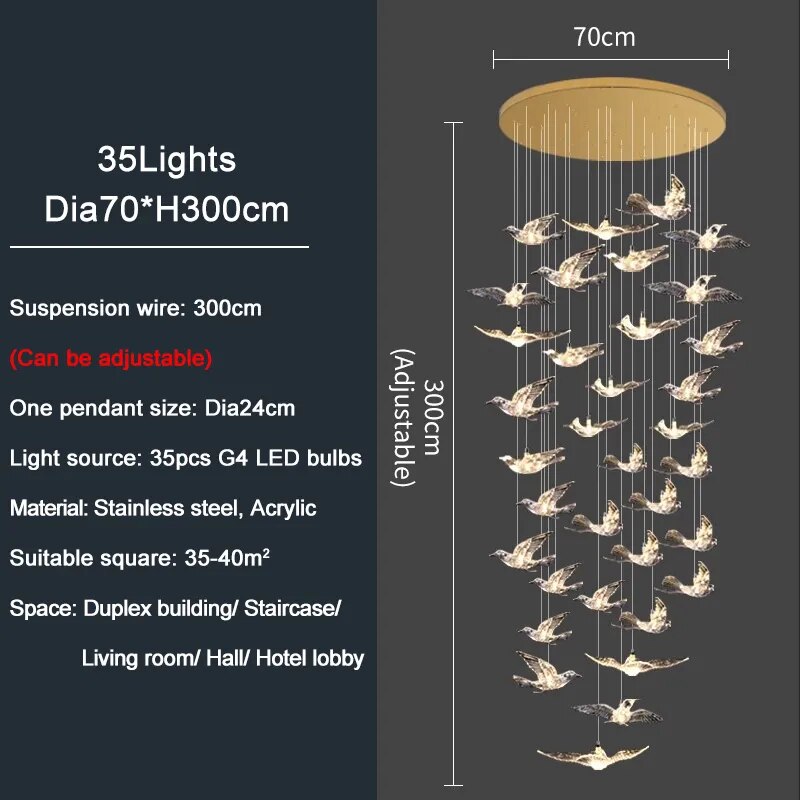 Ylk Bird Design Chandelier Light