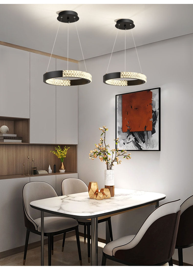 Indoors Ahsan - Gold Black Circle Rectangular Chandeliers Ceiling Lights