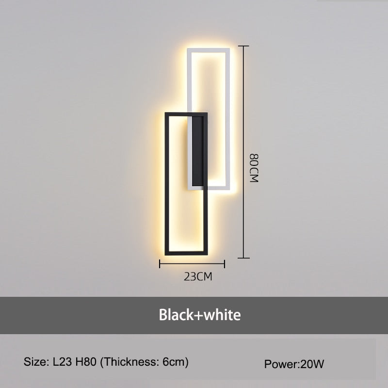 IIS LED Wall Sconces Black Rectangle Minimalist Wall Mounted Light