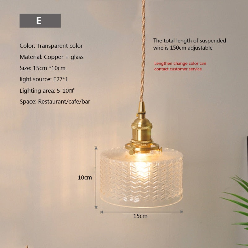 Nordic Glass Minimalist E27 Transparent Lampshade Pendant Light