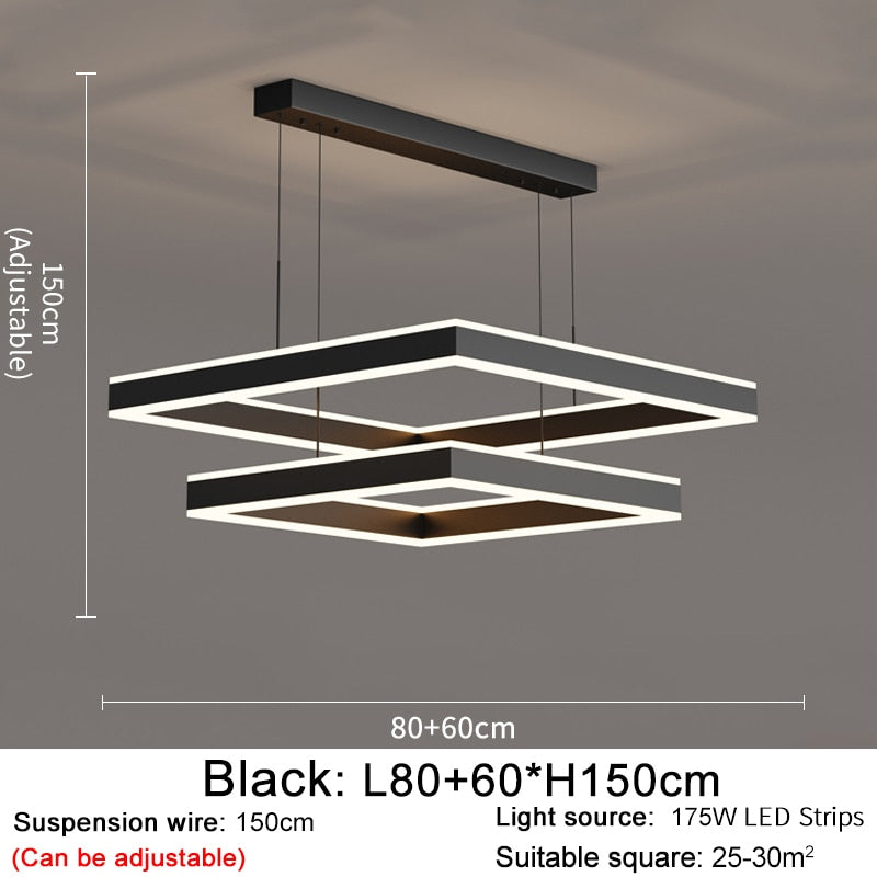 Ylk Square Black/Gold Hanging Lamp